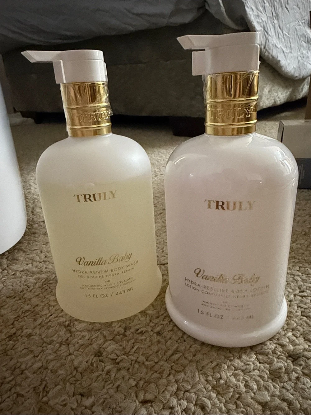 BRAND NEW TRULY Vanilla Baby Body Wash & Lotion Duo - White and Pale Yellow